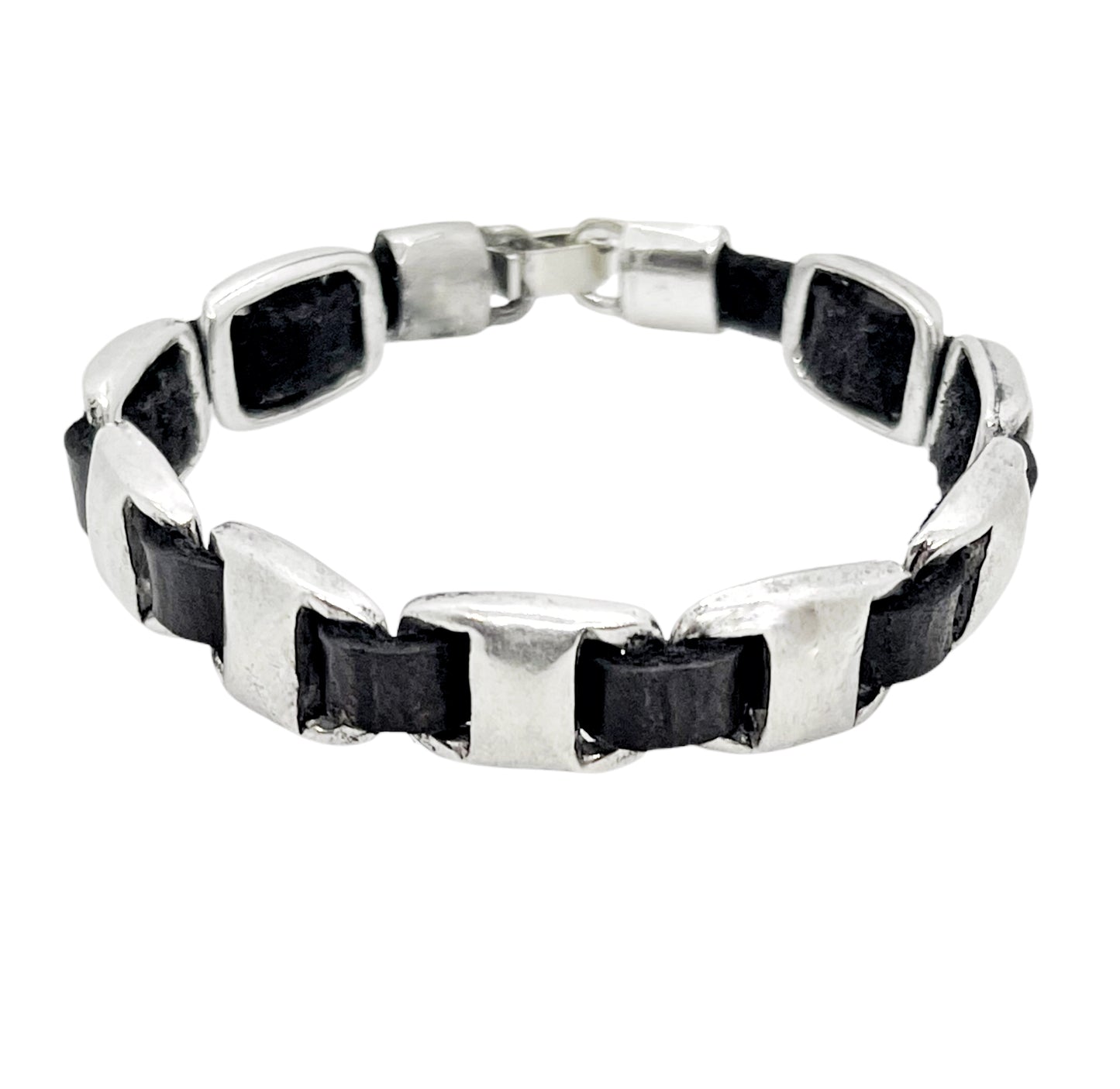 Pulsera Alfi en cuero negro