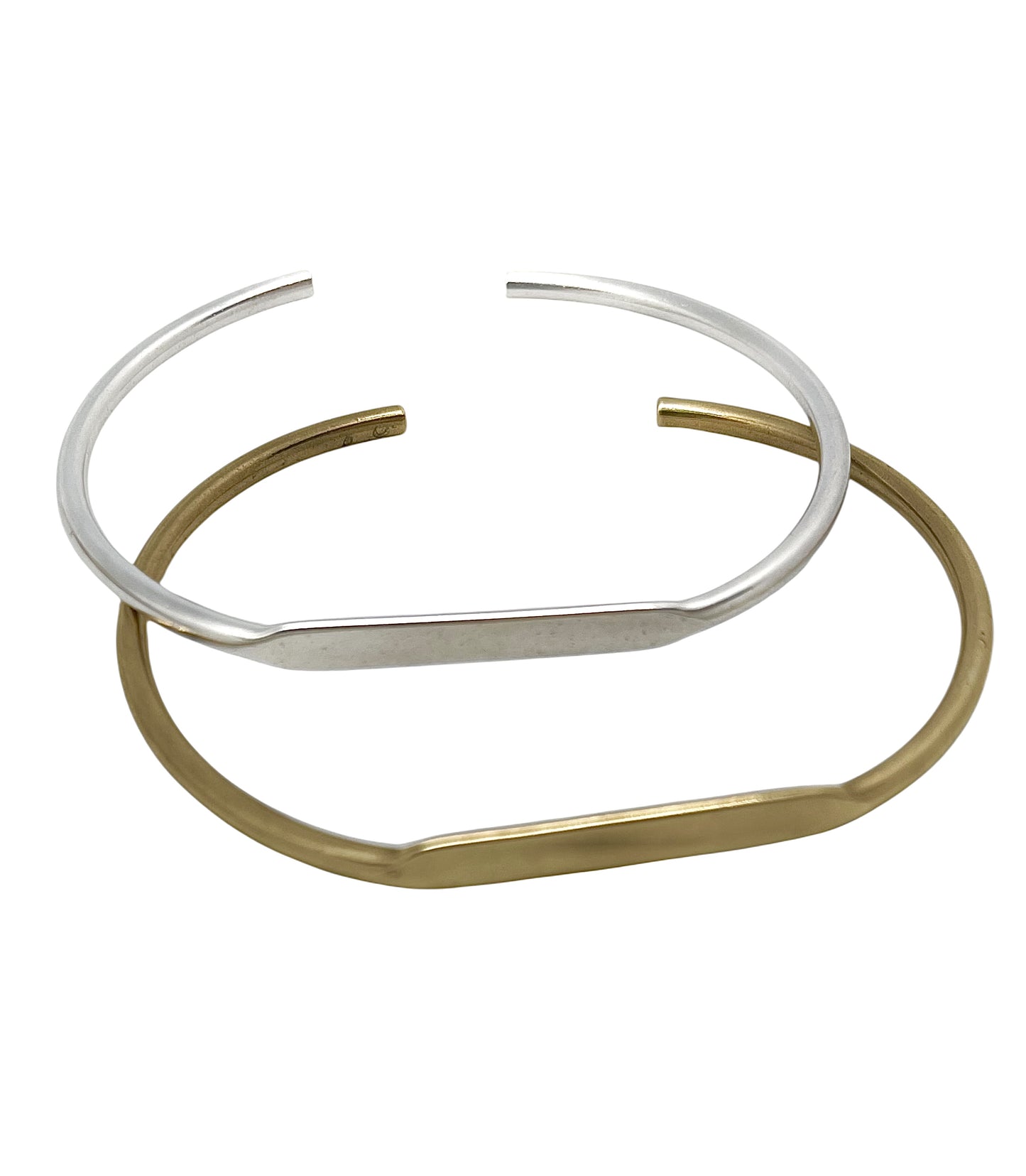 Pack pulseras combo Tubular fino latón plata_oro