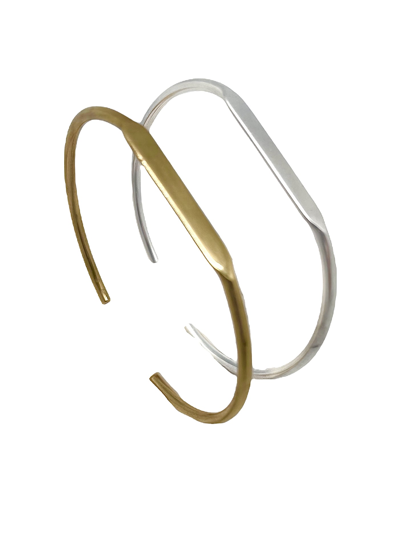 Pack pulseras combo Tubular fino latón plata_oro