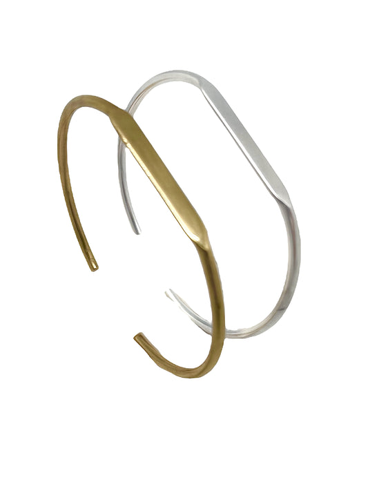 Pack pulseras combo Tubular fino latón plata_oro