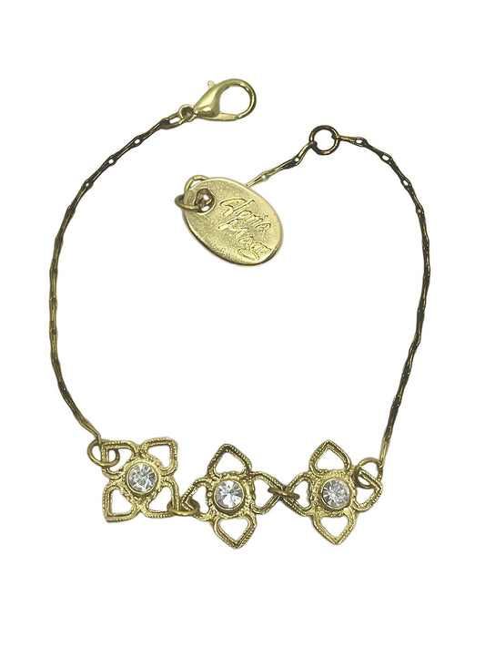 Pulsera Mismy dorado Tres flores y cristal SW color cristal