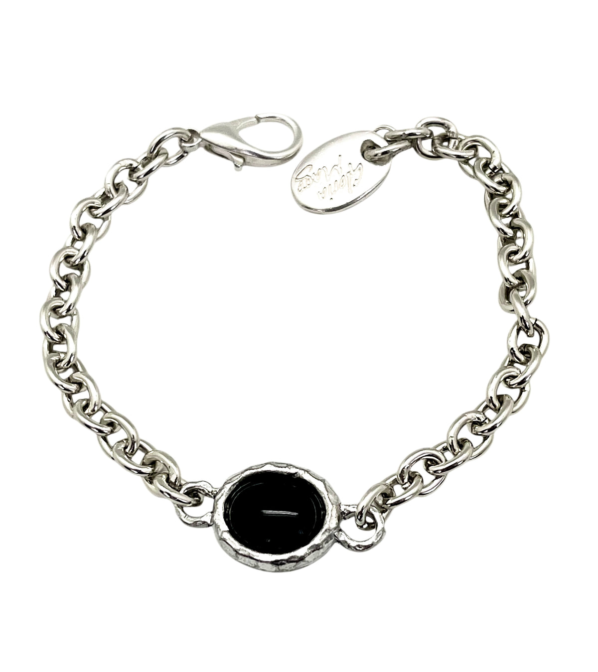 Pulsera cadena Mirar con cristal negro