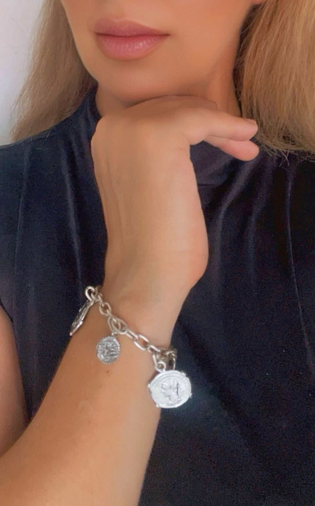 Pulsera charms coins plata 10µ