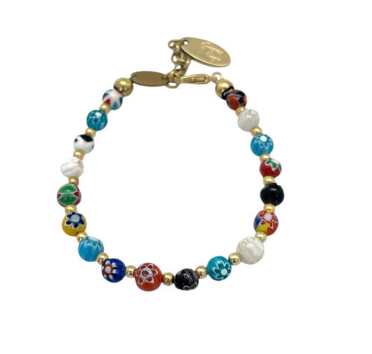 Pulsera cristal Talisaman de Luz en dorado multicolor