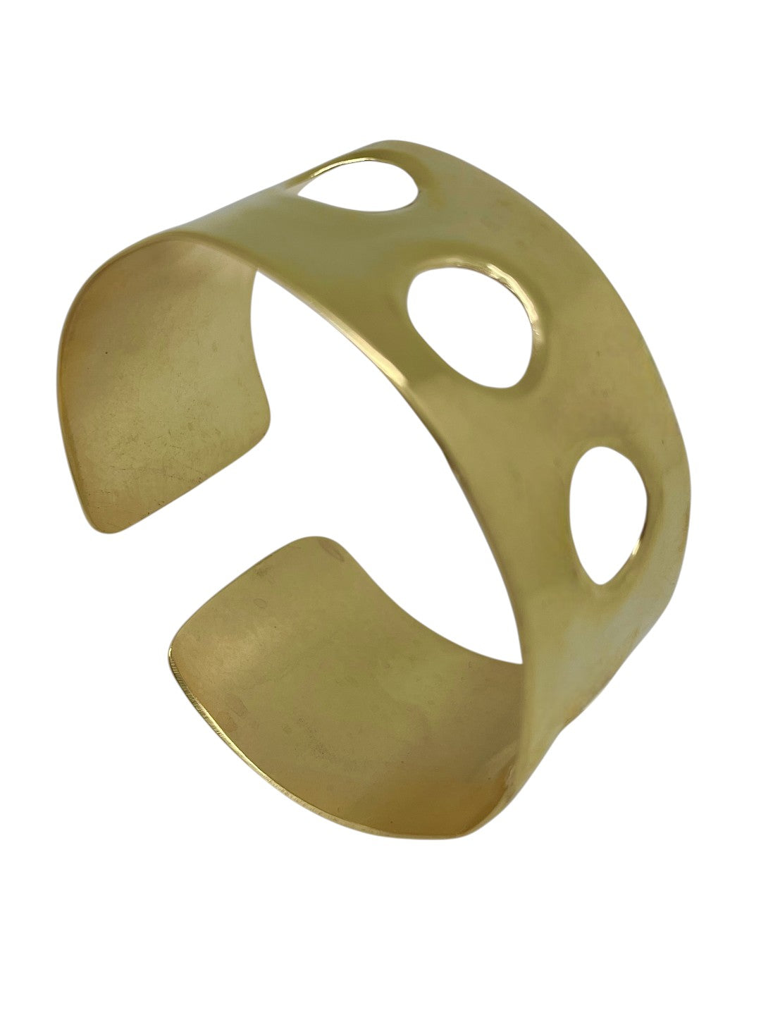 Pulseira "Laguna", punho largo em latão banhado a ouro