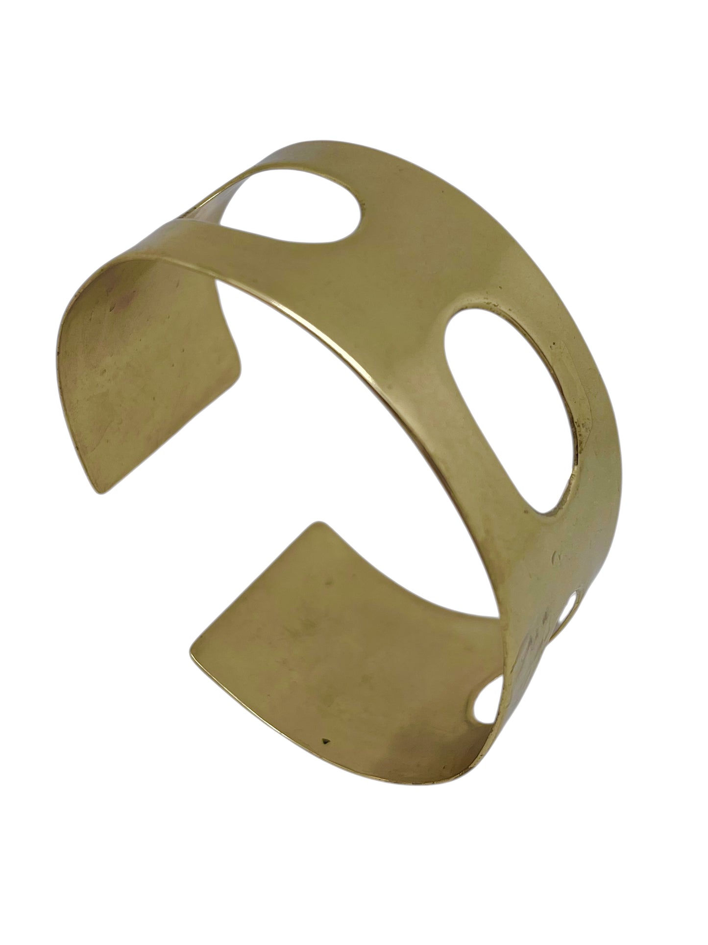 Brazalete pulsera ancha latón Elipse dorado chapado Gloria Mago design