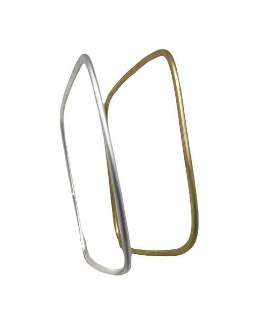 Pulseras tipo Aro Cuadradas pack oro-plata. Latón chapado