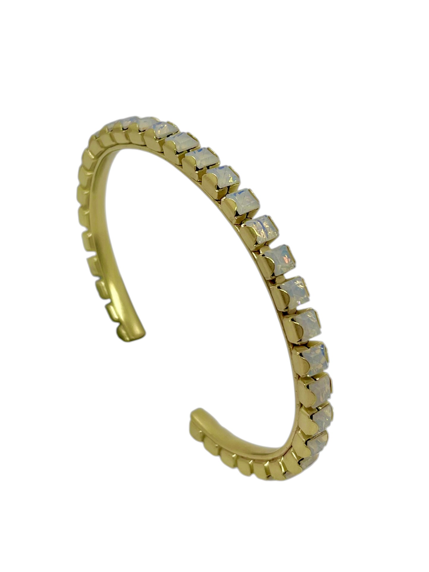 Pulsera Line dorado cristales de Sw en white opal