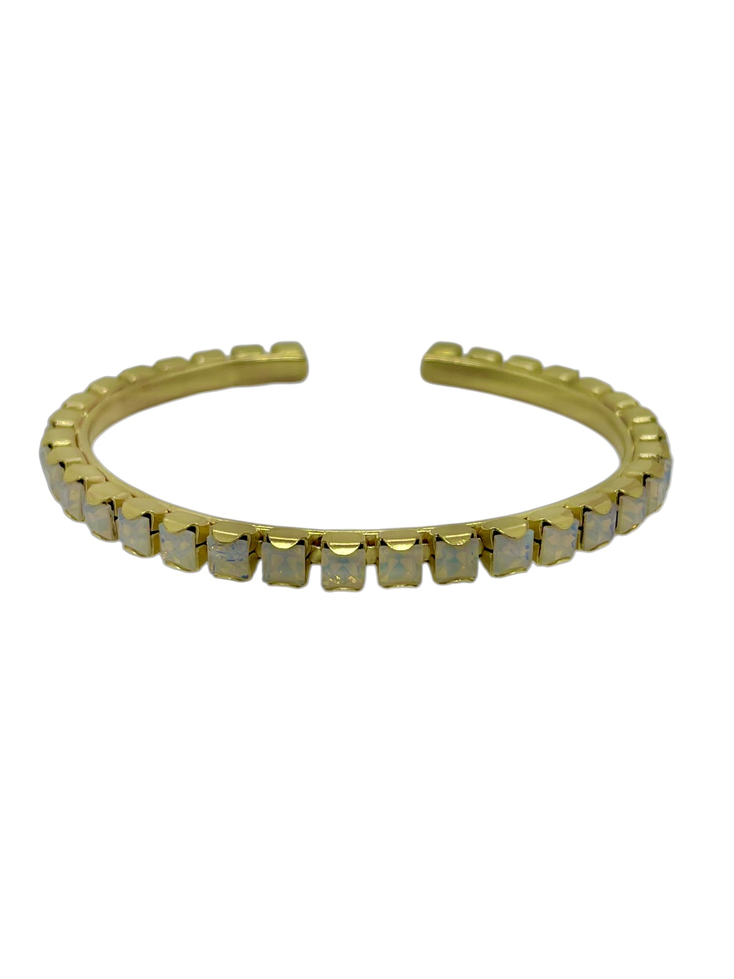 Pulsera Line dorado cristales de Sw en white opal