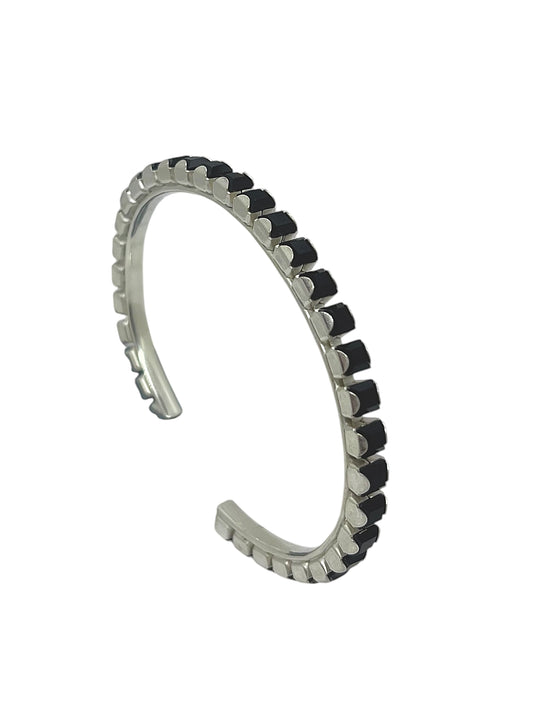 Pulsera Line plata cristales de Sw en negro