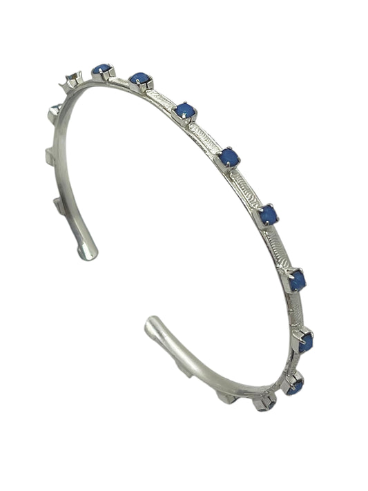 Pulsera Point plata y cristales de Sw en blue opal