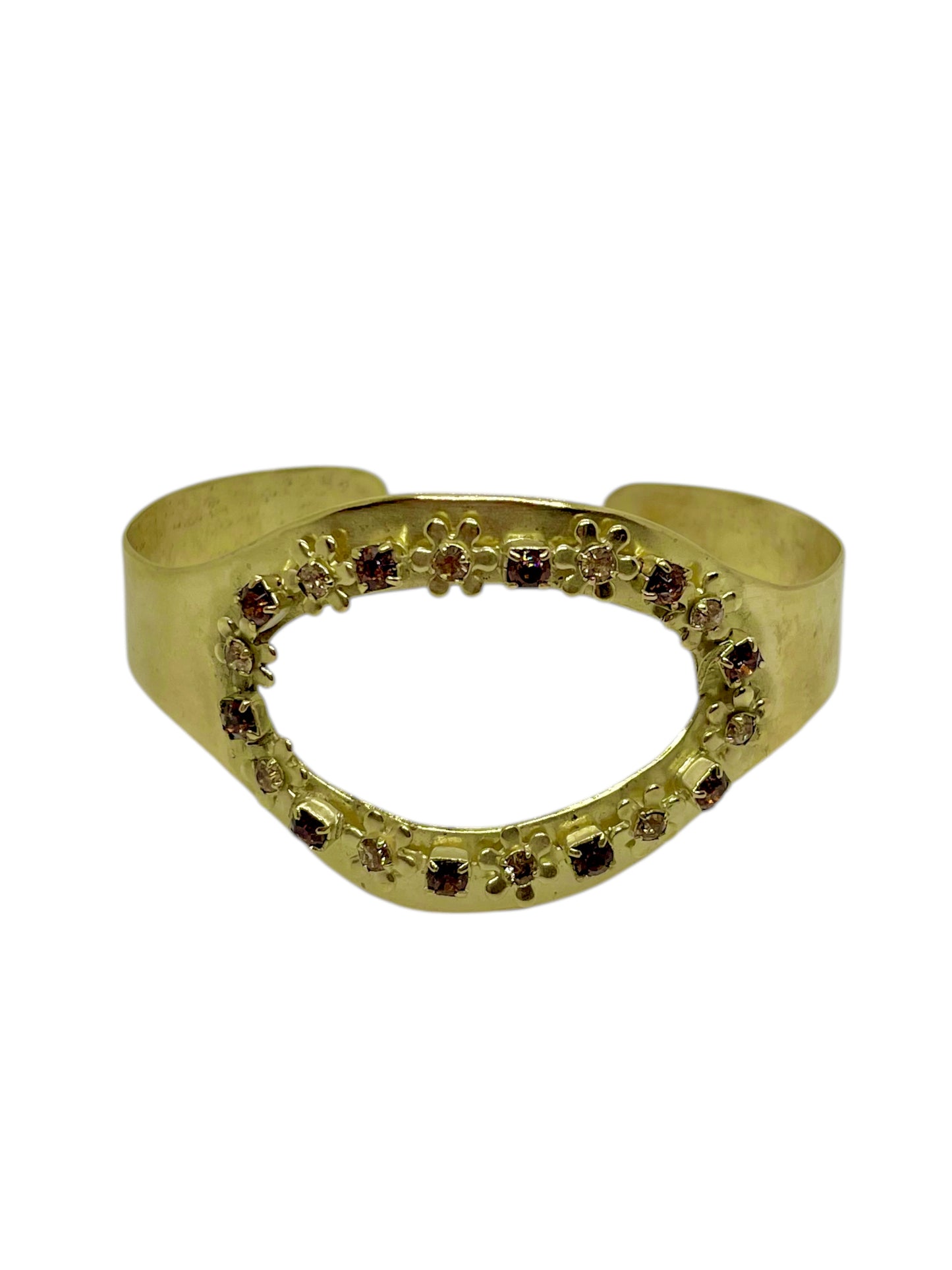 Pulsera Oval dorado y cristales de Sw mix marrones_ smoth topaz_ligt sm.topaz