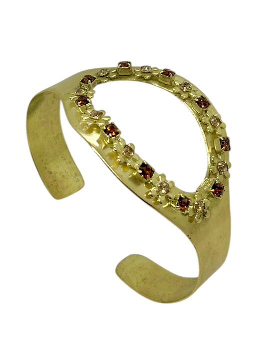 Pulsera Oval dorado y cristales de Sw mix marrones_ smoth topaz_ligt sm.topaz