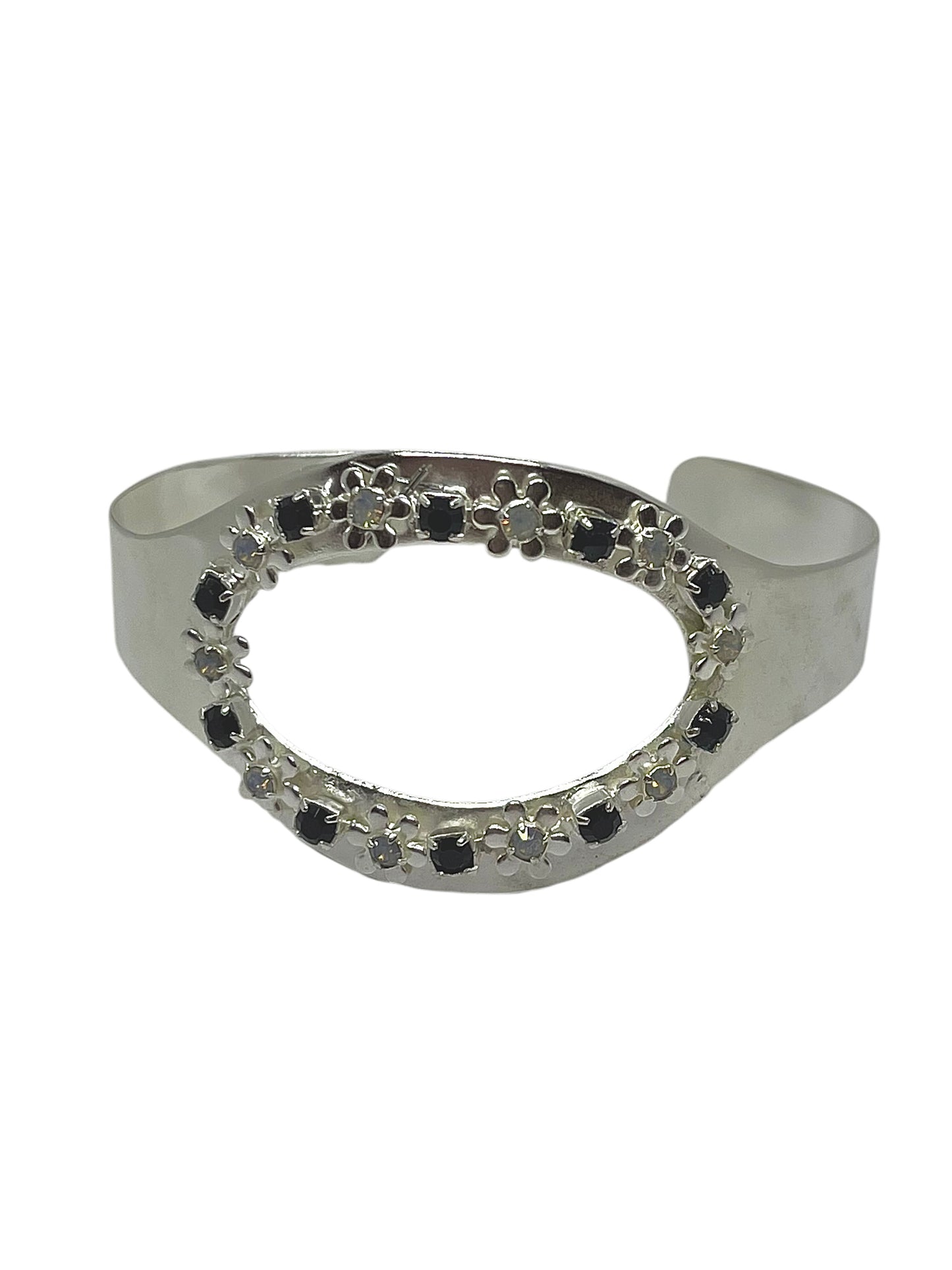 Pulsera Oval plata y cristales de Sw mix grises