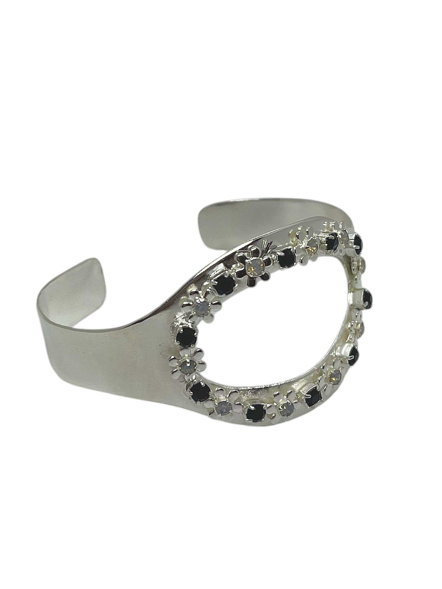 Pulsera Oval plata y cristales de Sw mix grises