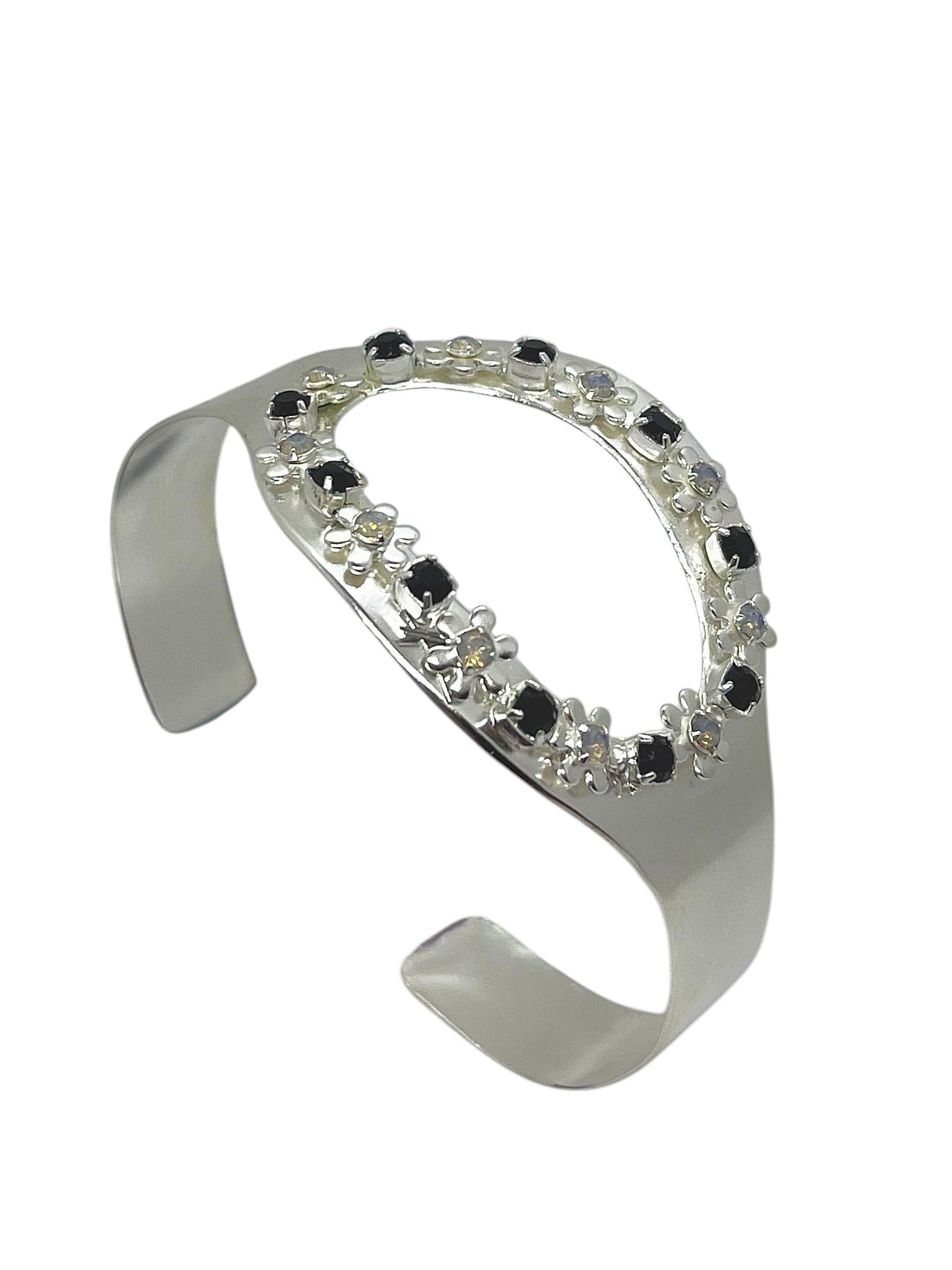 Pulsera Oval plata y cristales de Sw mix grises