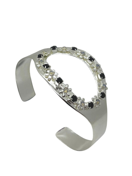 Pulsera Oval plata y cristales de Sw mix grises