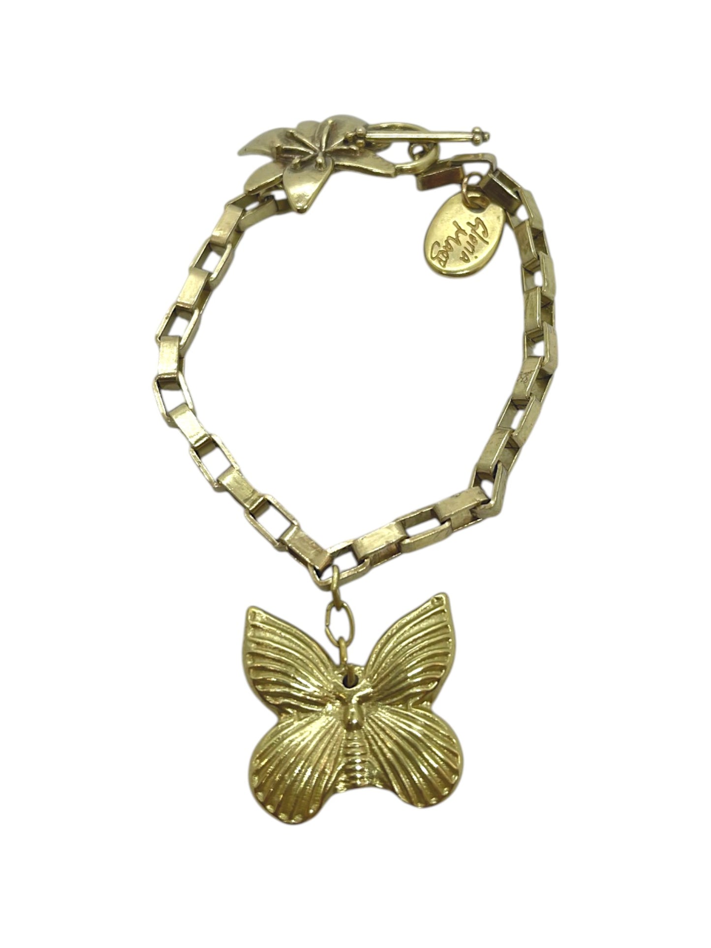 Pulsera cadena mariposa y flor con cierre T plata 10µ o dorado