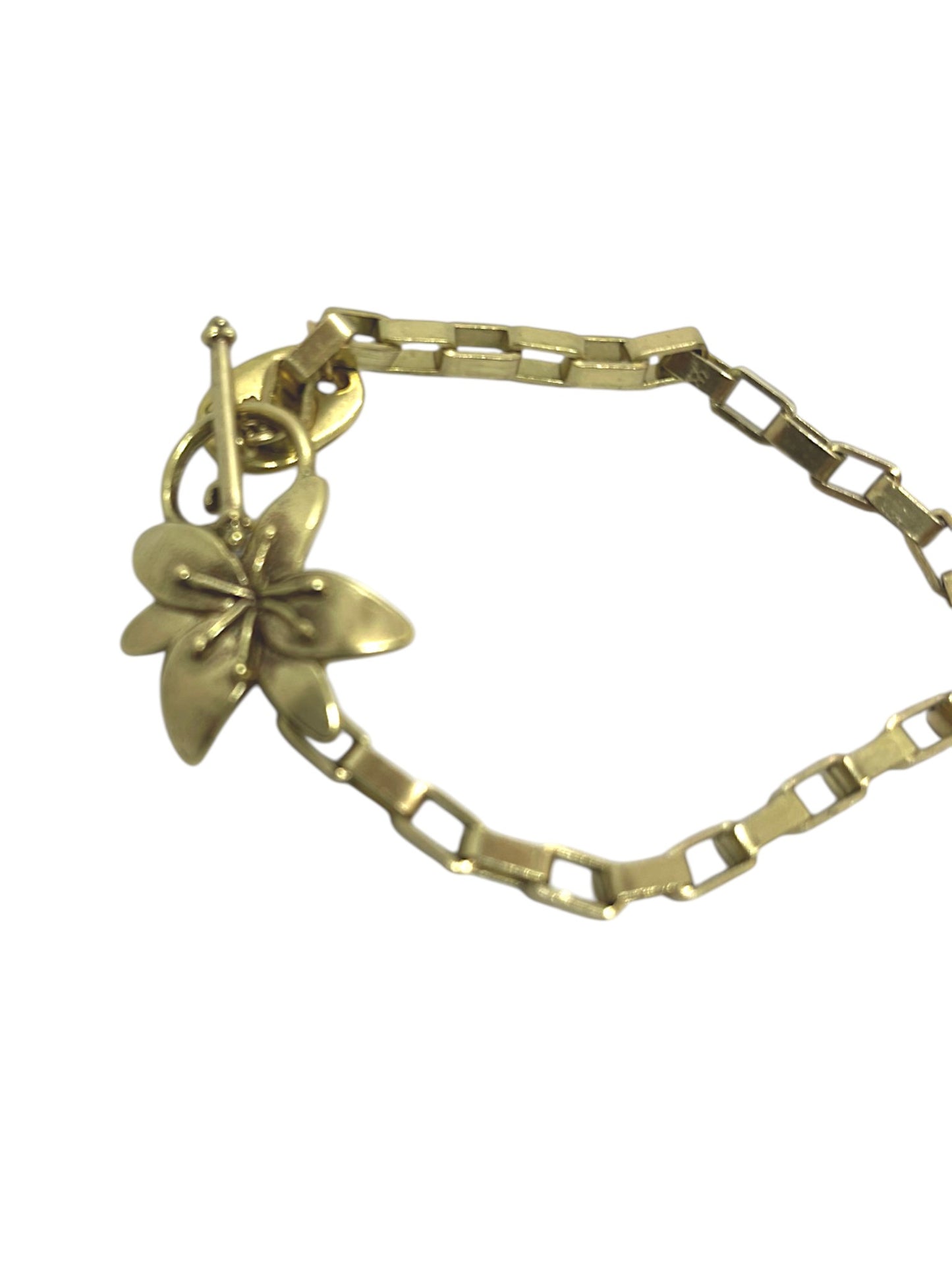Pulsera cadena mariposa y flor con cierre T plata 10µ o dorado