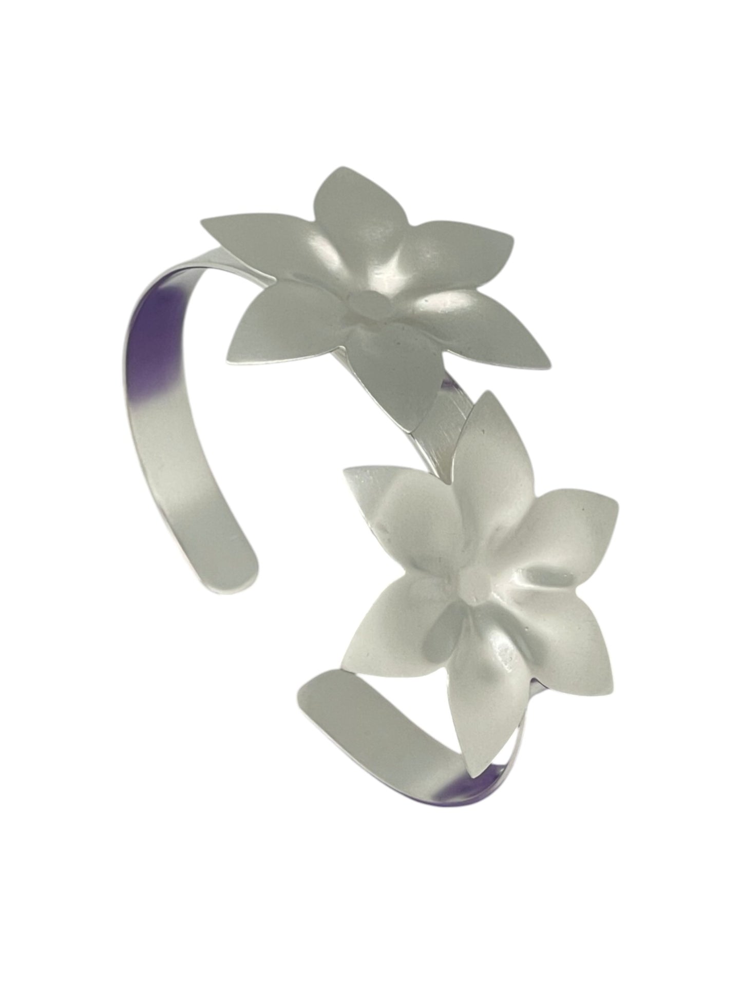 Brazalete doble flor margarita plata 10µ o dorado