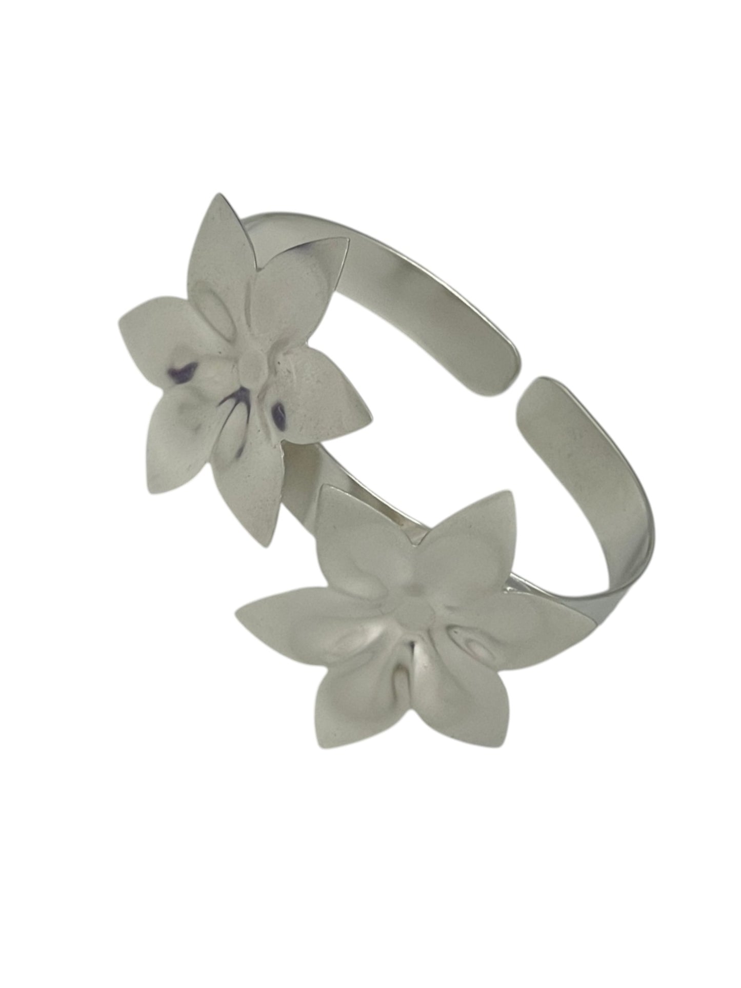 Brazalete doble flor margarita plata 10µ o dorado