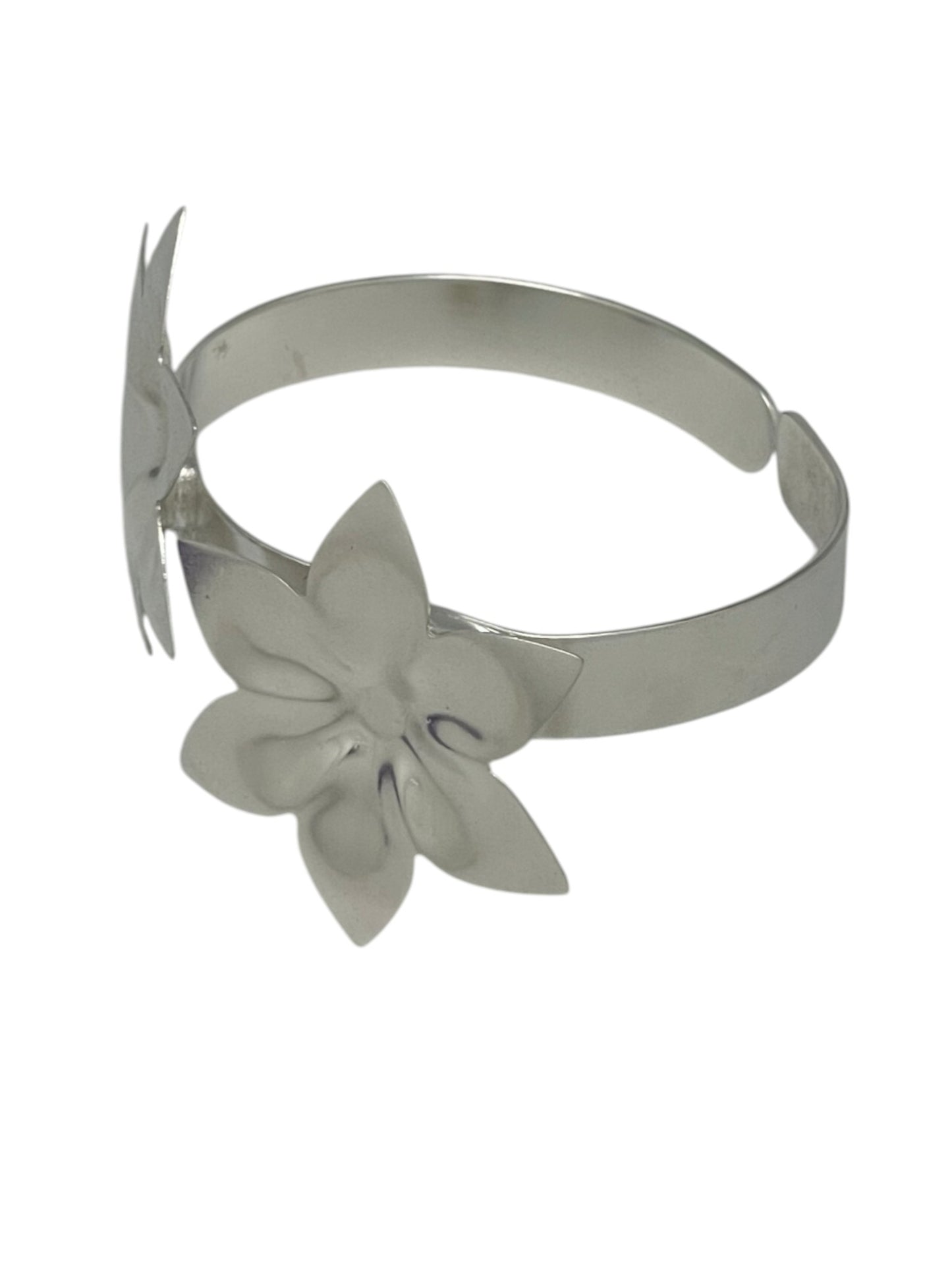 Brazalete doble flor margarita plata 10µ o dorado