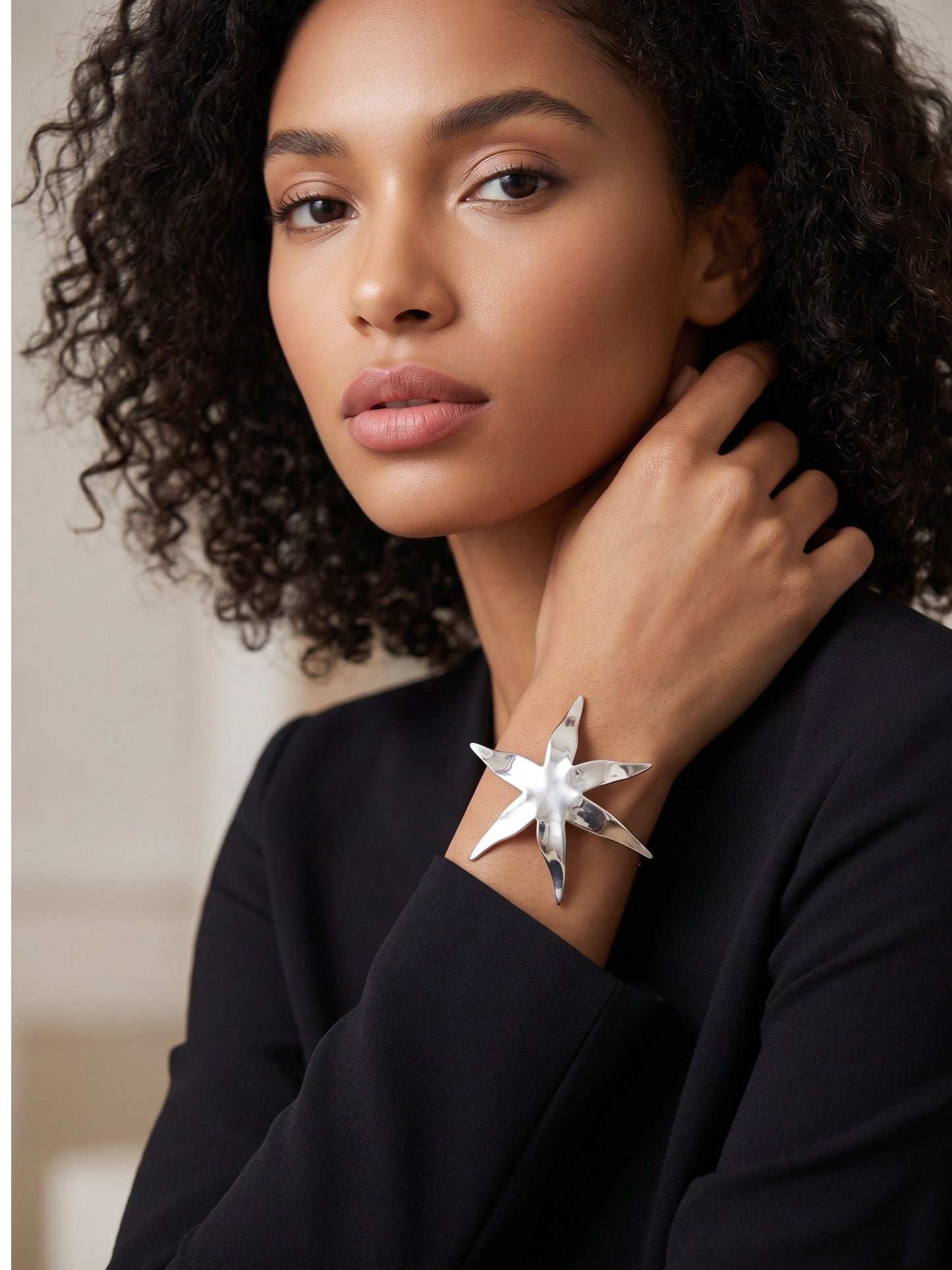 Brazalete estrella XXL laton plata 10µ o dorado
