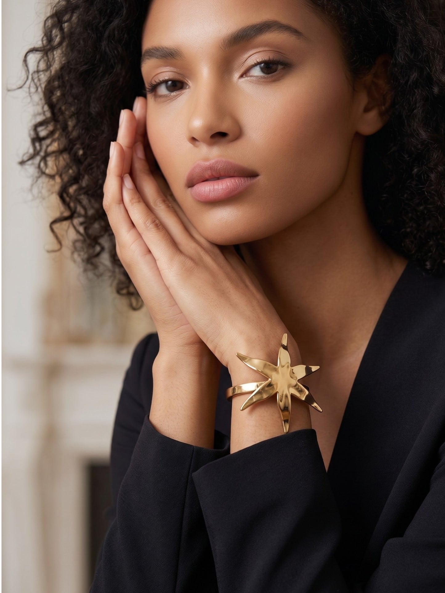 Brazalete estrella XXL laton plata 10µ o dorado
