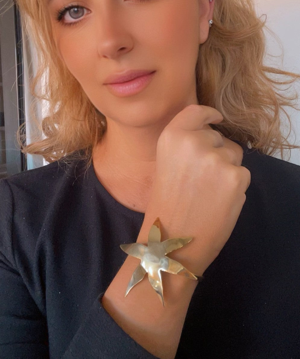 Brazalete estrella XXL laton plata 10µ o dorado