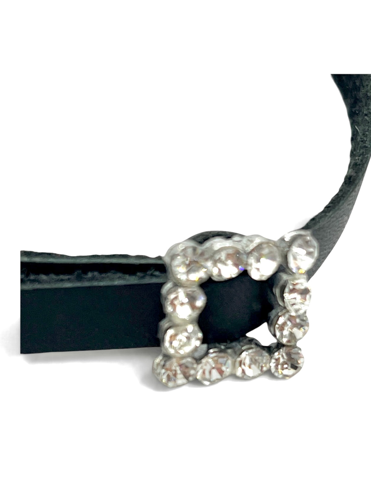 Pulsera brazalete plata 10µ o dorado  piel negro o marron y cristales en hebilla ajustable