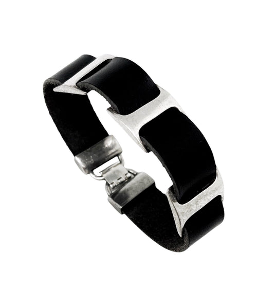 Pulsera cuero Fase3 en negro