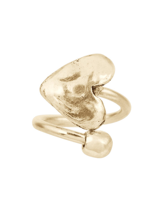 Anillo dorado "corazón de piedra"