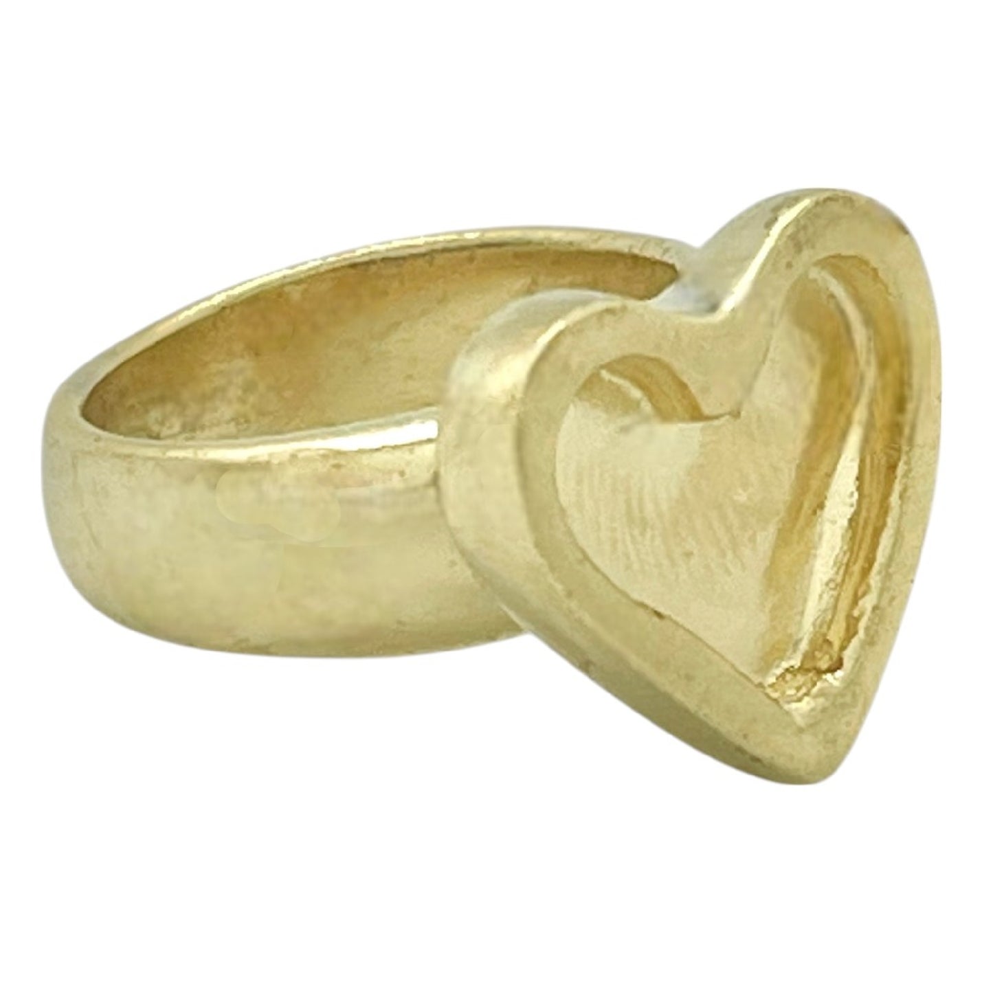 Anillo "corazón" chapado dorado bajo relieve