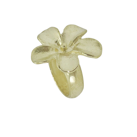 Anillo dorado "Flor grande" talla 16 zamak chapado