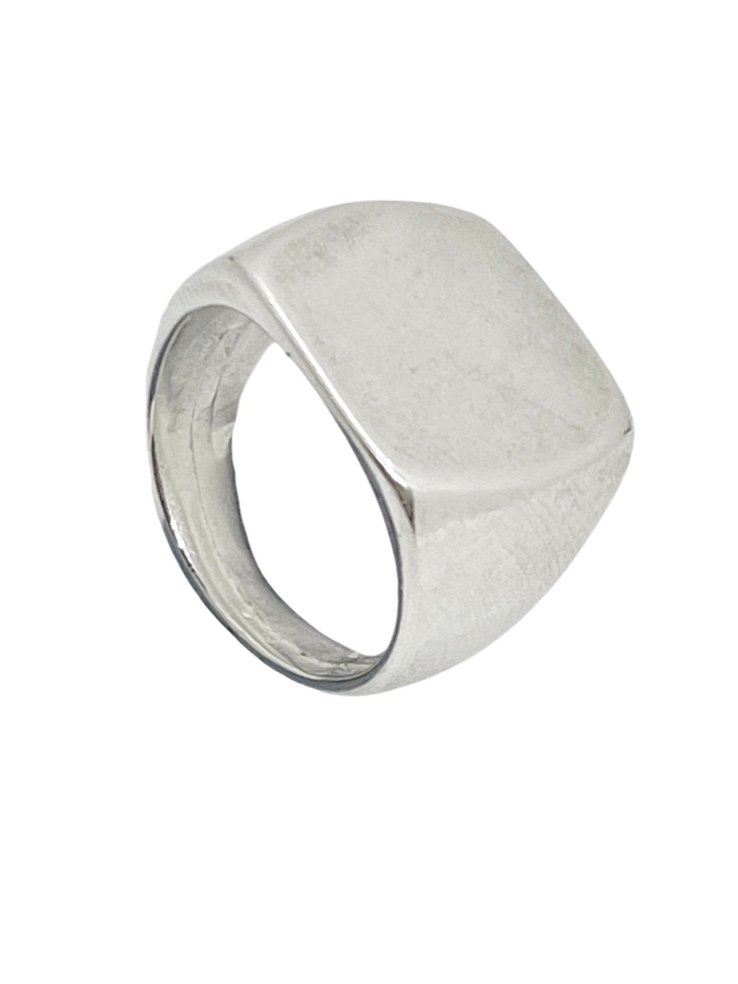 Anillo Sello rectangular "Gloria Mago" plata chapado 7micras T15