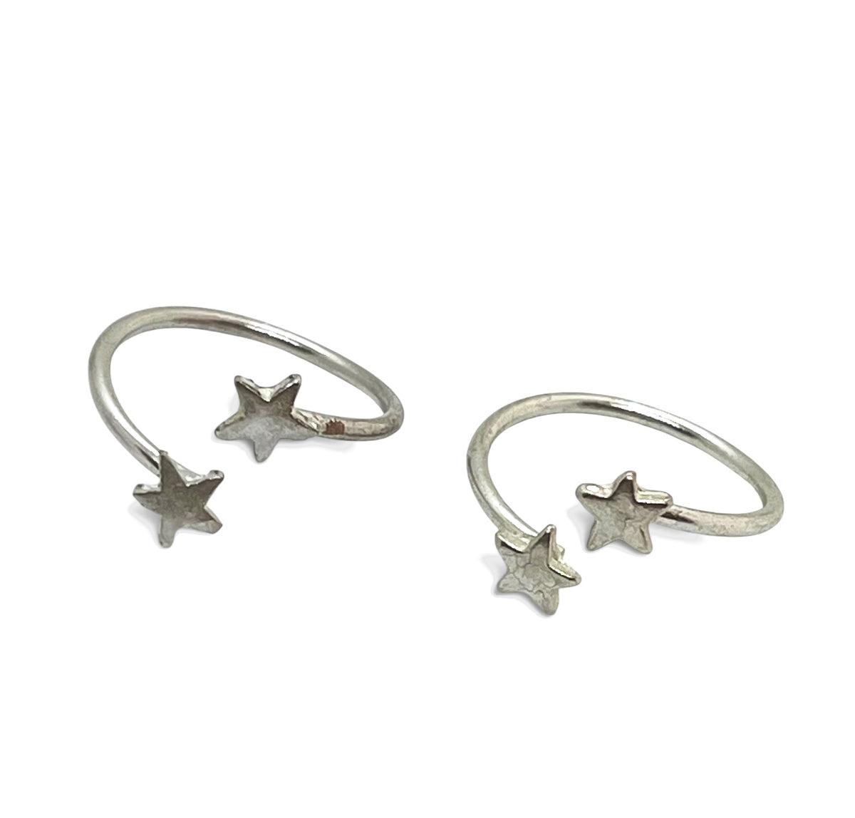 Pareja de anillos estrella abierto latón plata 10µ o dorado (laton) pack de 2