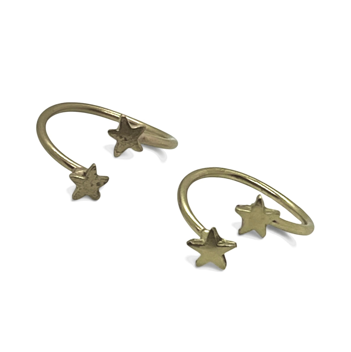 Pareja de anillos estrella abierto latón plata 10µ o dorado (laton) pack de 2