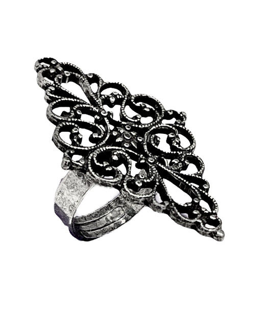 Anillo Rombo Vintage en plata 10µ envejecida