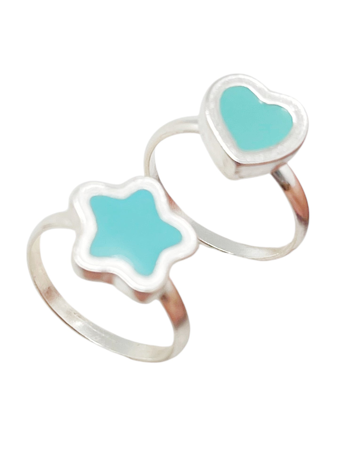 Pareja anillos Colors en plata 10µm y color azul celeeste