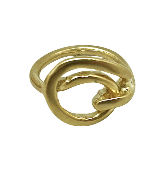 Anillo Mi Mundo en zamak chapado dorado (latón)