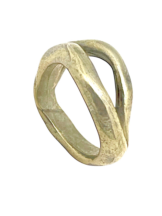 Anillo Duplo en zamak dorado chapado latón