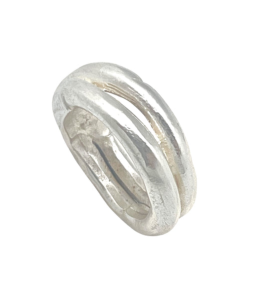 Anillo single Duplo plata 10µ