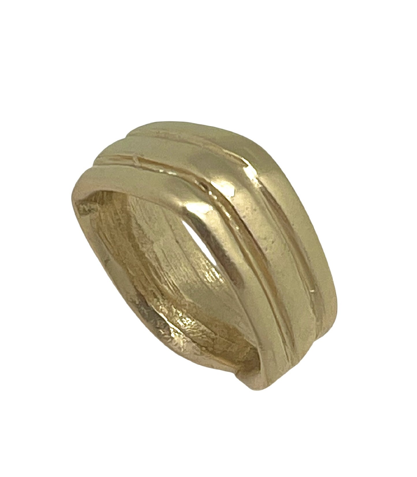 Pareja de anillos cuadrados Lineas dorado chapado-latón