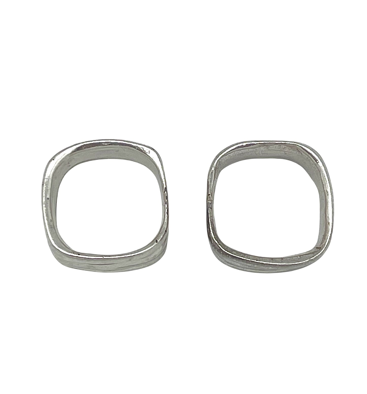 Pareja de anillos cuadrados Lineas plata de ley 10µ