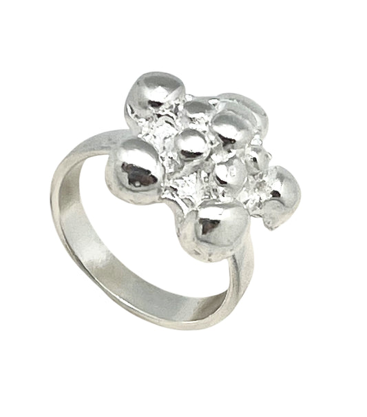 Anillo Flor Bubles en plata 10µ