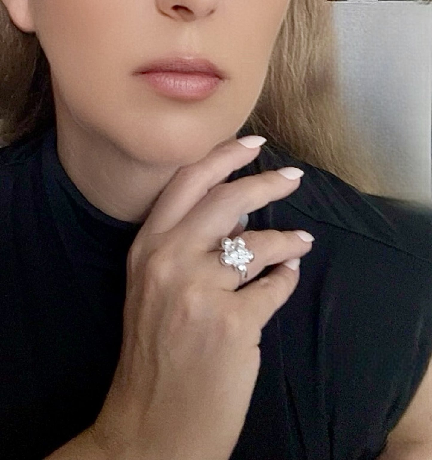 Anillo Flor Bubles en plata 10µ