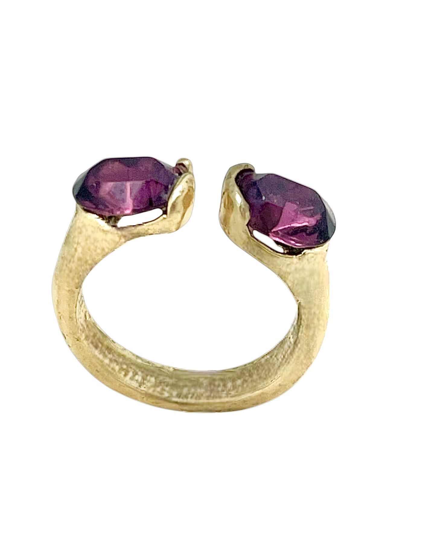 Anillo doble cristal abierto alianza dorado chapado latón cristal Sw amatista