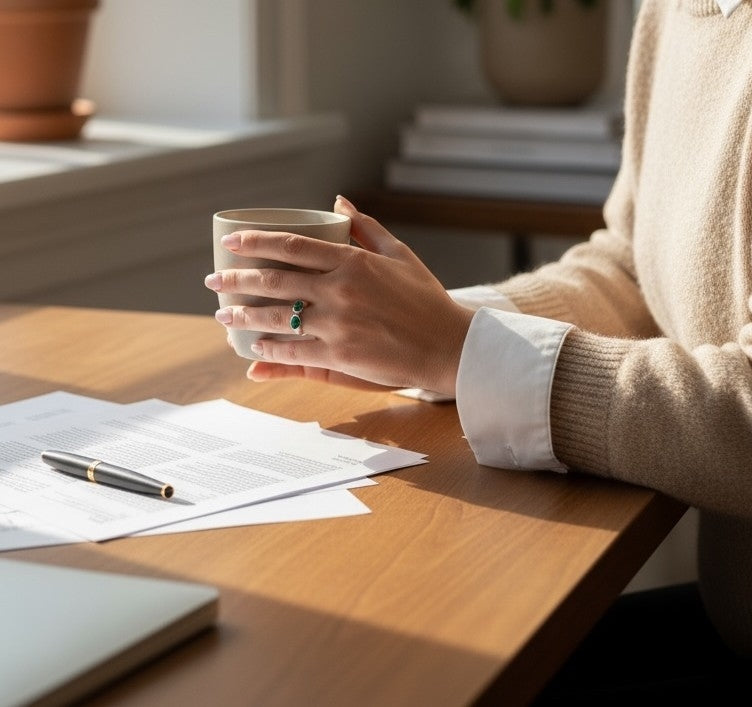 Anillo doble cristal abierto alianza plata 10µ cristal Sw esmeralda