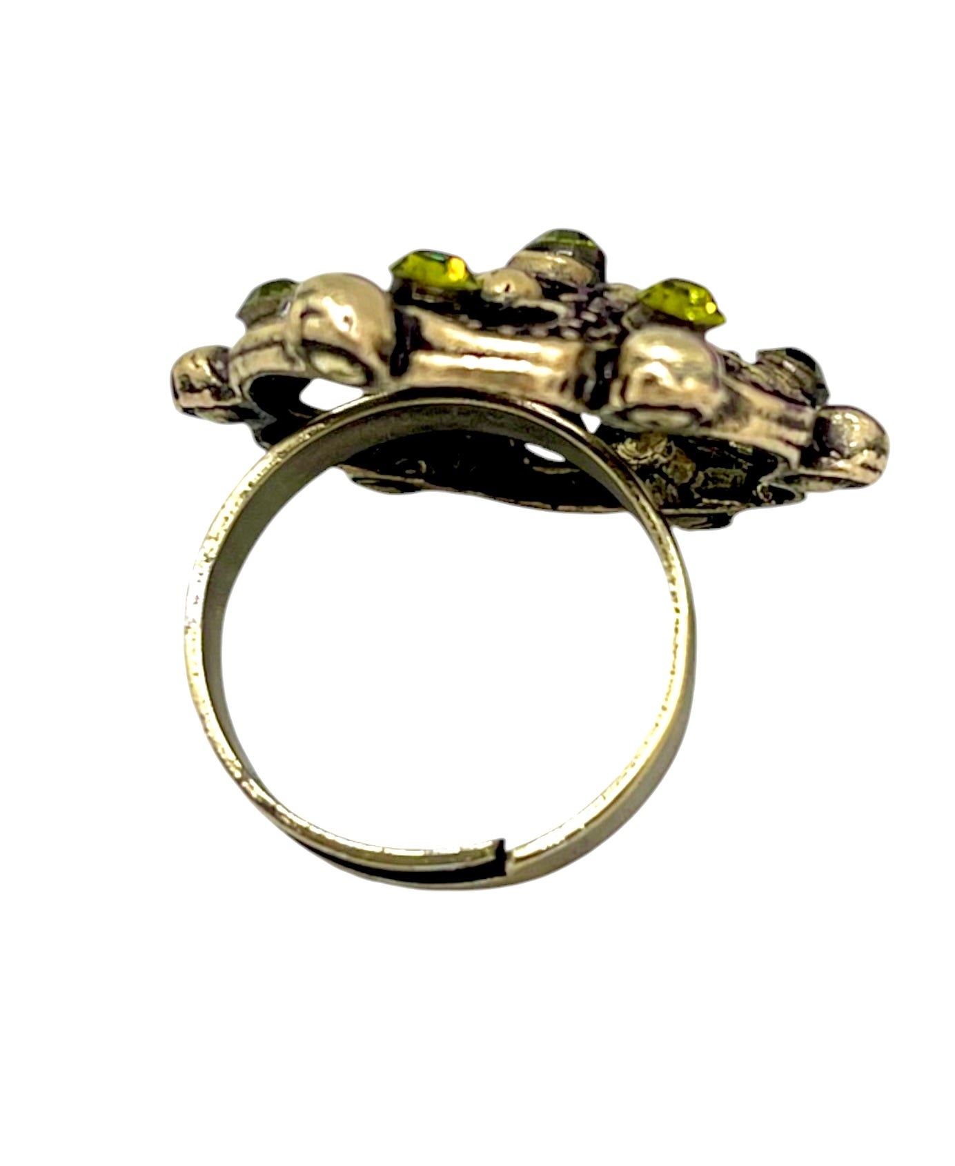 Anillo Vintage cristales SW en redondo dorado y olivina