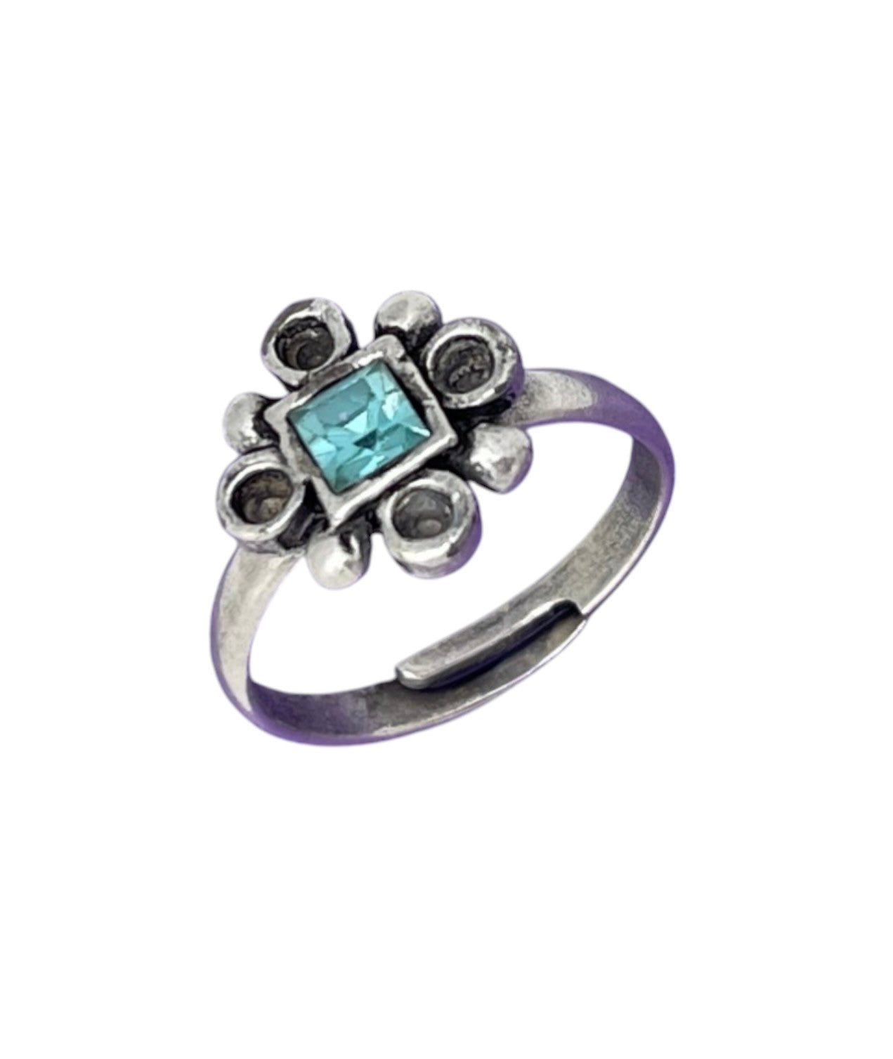 Conjunto de anillos mix cristal SW rosa-azul